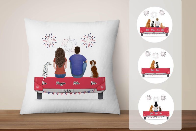 4th of july personalized pet and owner pillow alpha paw