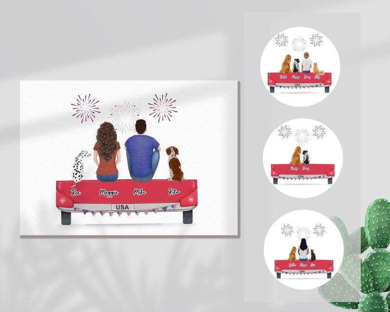 4th of july personalized pet and owner wrapped canvas alpha paw