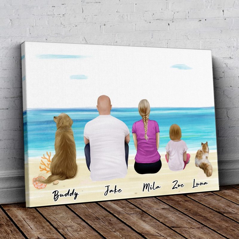 beach sand personalized family wrapped canvas alpha paw