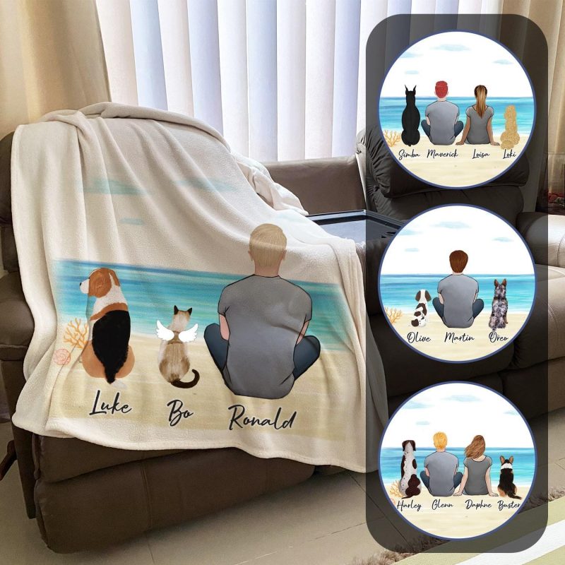 beach sand personalized pet and owner blanket custom printed alpha paw 1