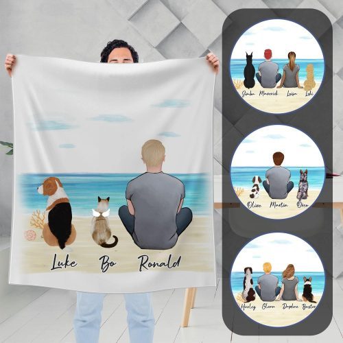 beach sand personalized pet and owner blanket custom printed alpha paw 2