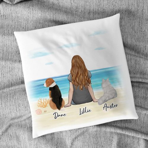 beach sand personalized pet and owner pillow alpha paw 2