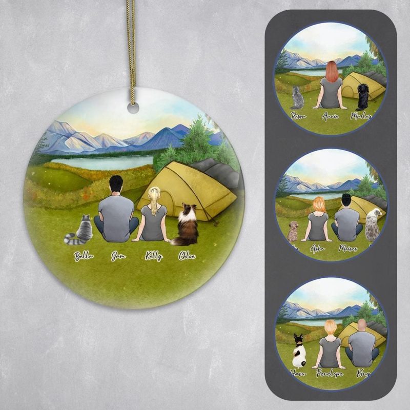 camping circle ornament personalized pet and owner alpha paw