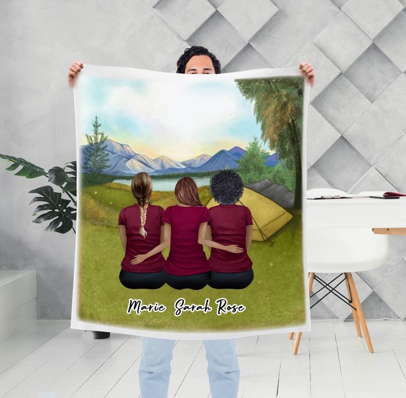 camping personalized best friend sister blanket alpha paw