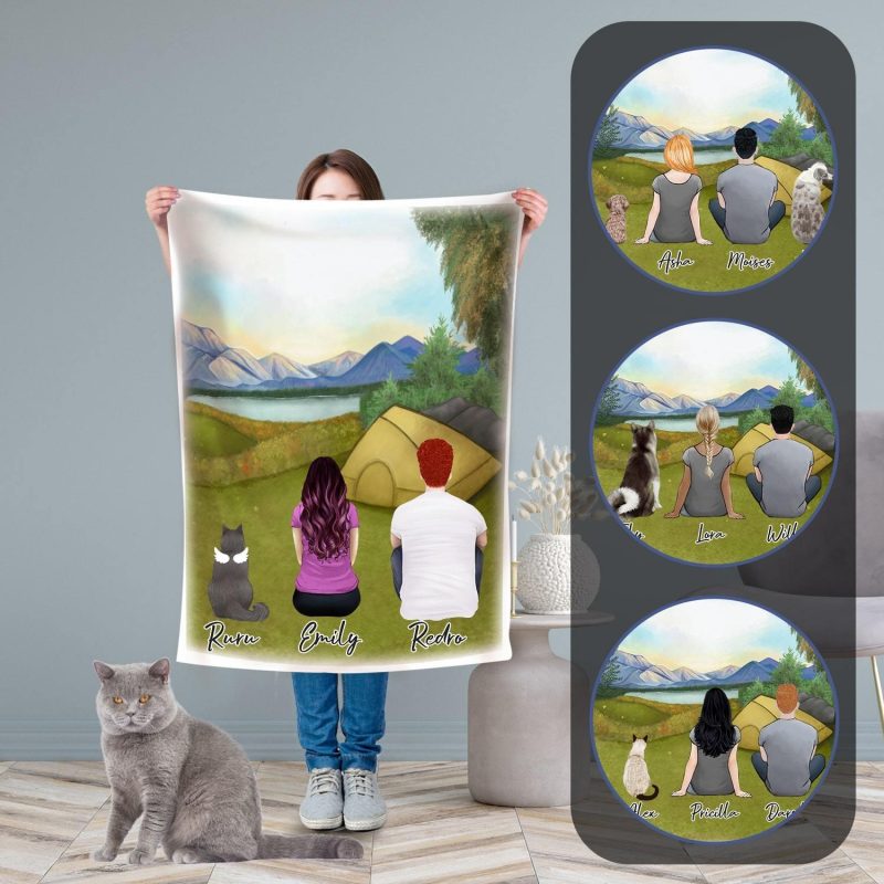 camping personalized pet and owner blanket alpha paw