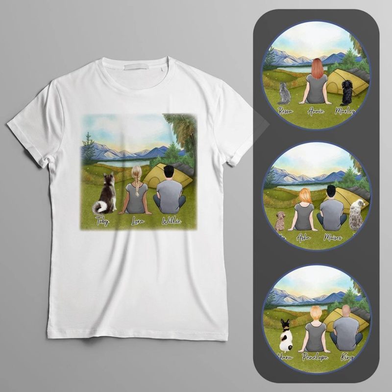 camping personalized pet and owner t shirt alpha paw