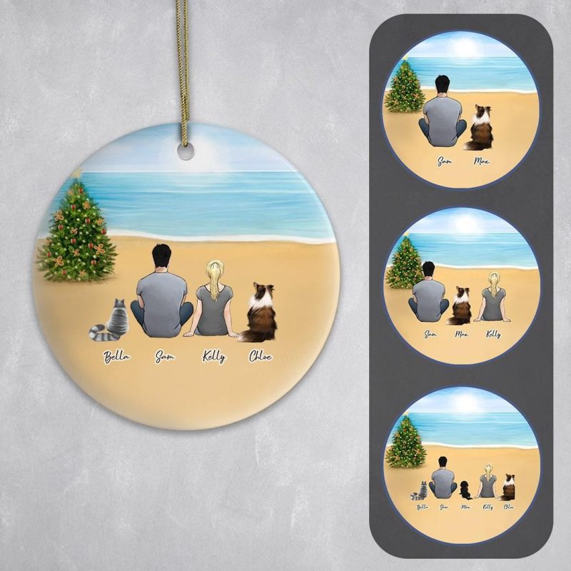 christmas beach circle ornament personalized pet and owner alpha paw