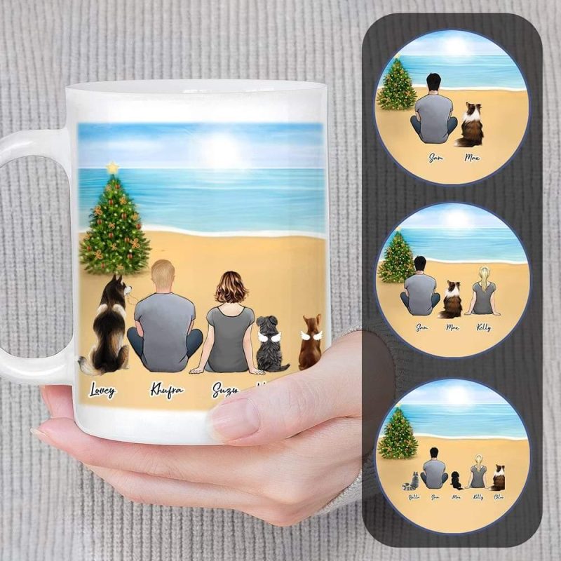 christmas beach personalize pet and owner coffee mug alpha paw