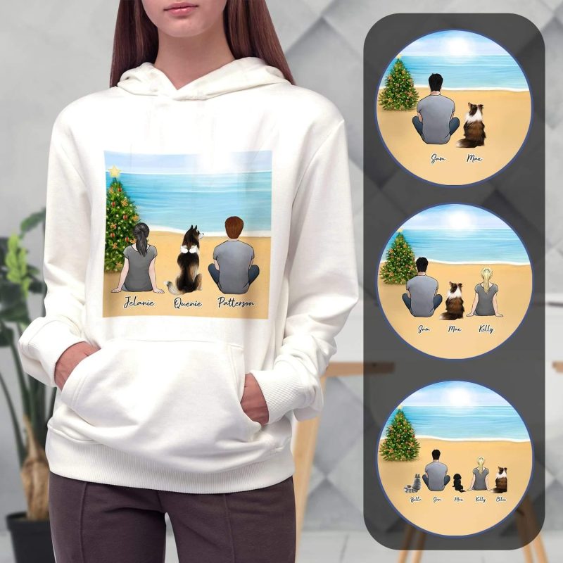 christmas beach personalized pet and owner hoodies alpha paw