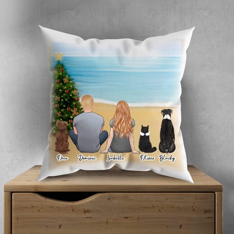 christmas beach personalized pet and owner pillow alpha paw