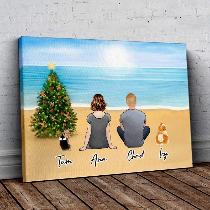 christmas beach personalized pet and owner wrapped canvas alpha paw