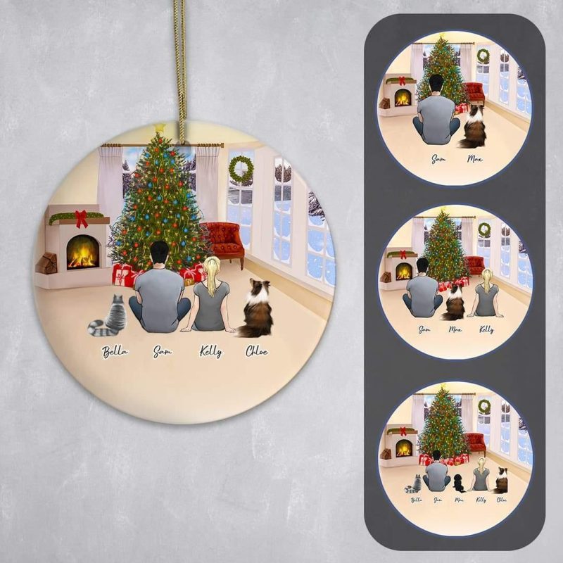 christmas living room circle ornament pet and owner personalized alpha paw