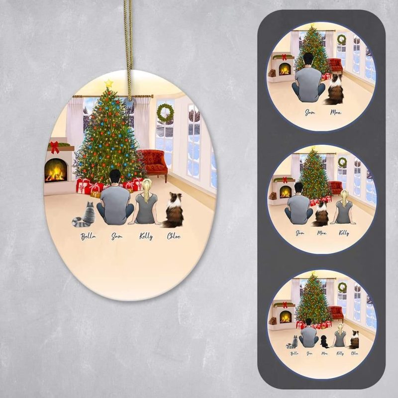 christmas living room oval ornament pet and owner personalized alpha paw