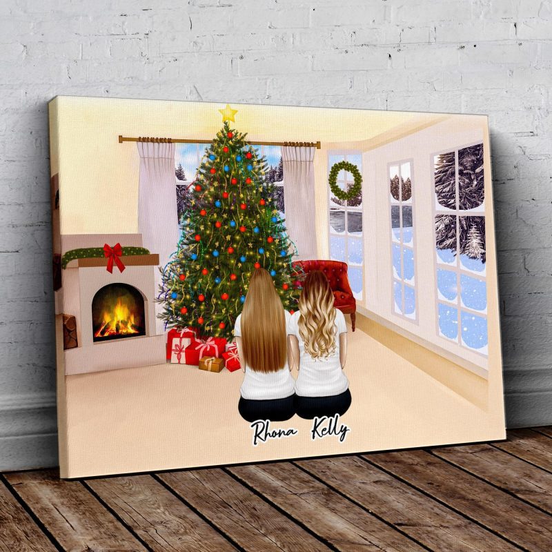 christmas living room personalized best friend wrapped canvas alpha paw