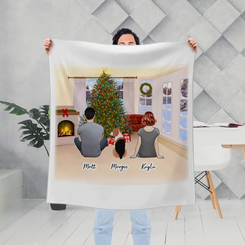 christmas living room personalized pet and owner custom printed blanket alpha paw