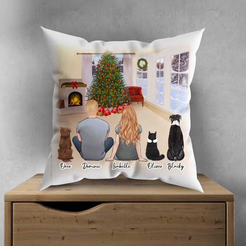 christmas living room personalized pet and owner pillow alpha paw