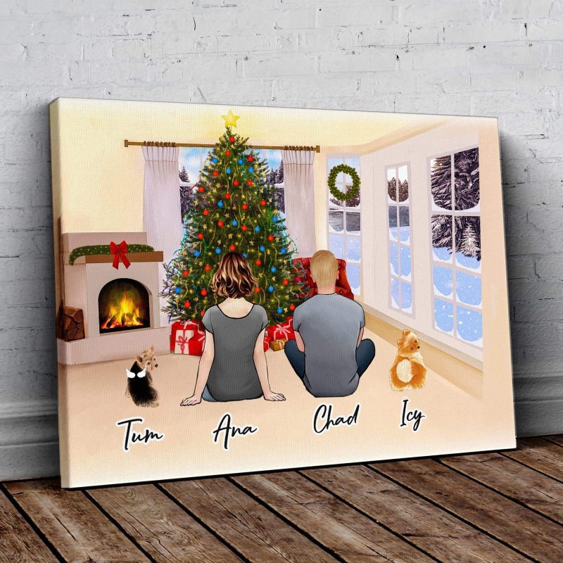 christmas living room personalized pet and owner wrapped canvas alpha paw