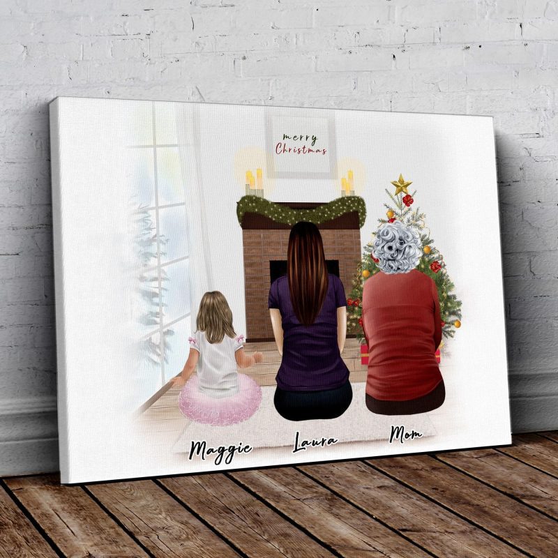 christmas scene personalized family wrapped canvas alpha paw