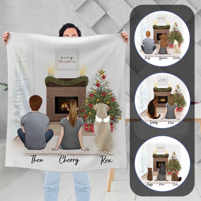 christmas scene personalized pet and owner custom printed blanket alpha paw 1