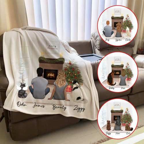 christmas scene personalized pet and owner custom printed blanket alpha paw 2