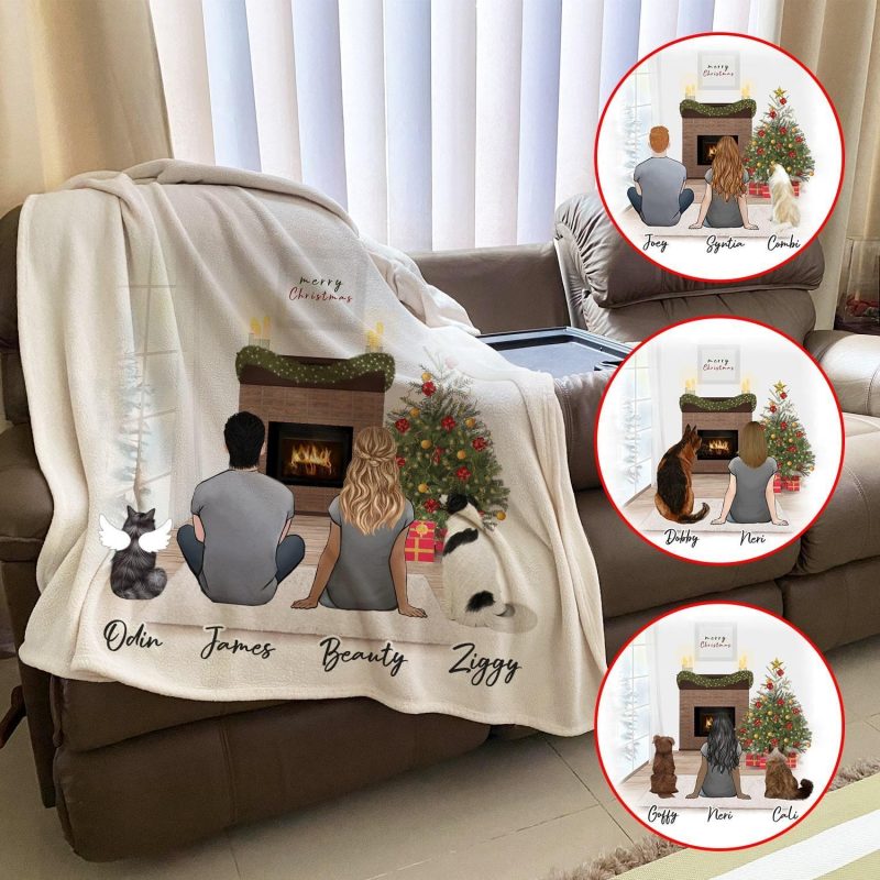 christmas scene personalized pet and owner custom printed blanket alpha paw 2