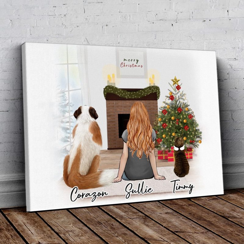 christmas scene personalized pet and owner wrapped canvas alpha paw 1