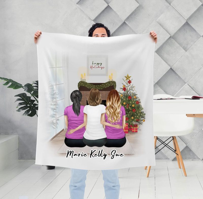 christmas scene personalized sister best friend blanket alpha paw