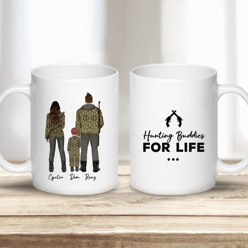 custom printed hunter man woman and boy coffee mug alpha paw