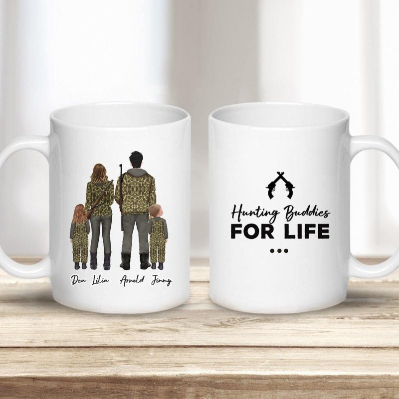 custom printed hunter man woman and child coffee mug alpha paw