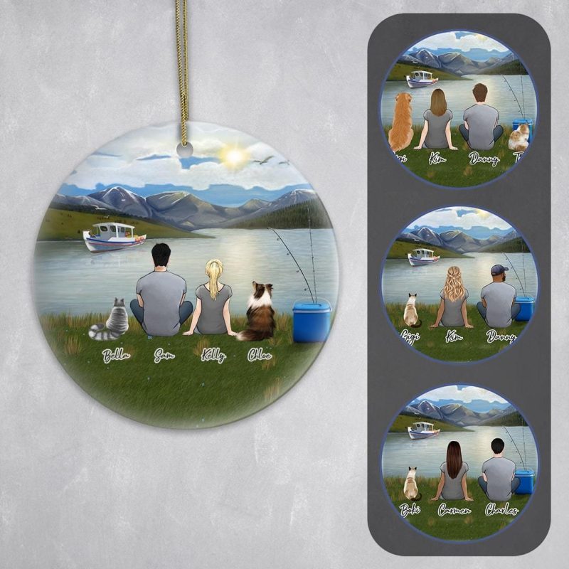 fishing circle ornament personalized pet and owner alpha paw