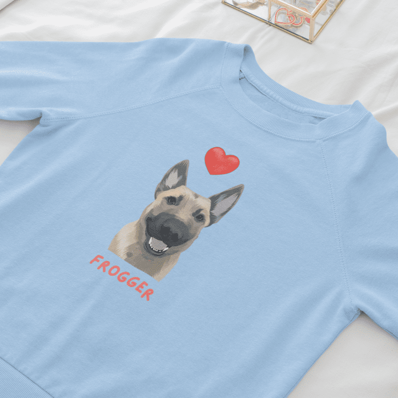 heart top sweatshirt light blue