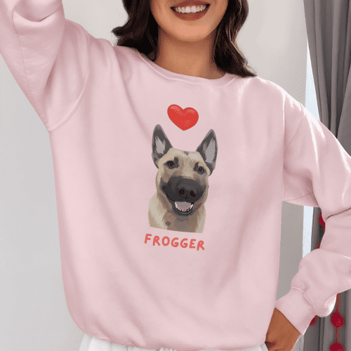 heart top sweatshirt pink