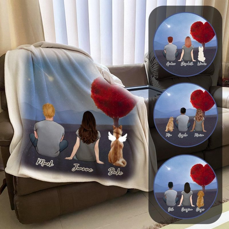 heart tree personalized pet and owner blanket custom printed alpha paw 1