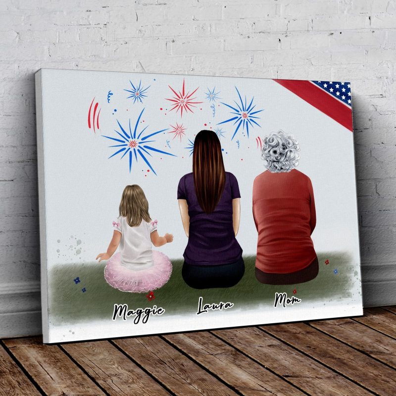 july 4th personalized family wrapped canvas alpha paw