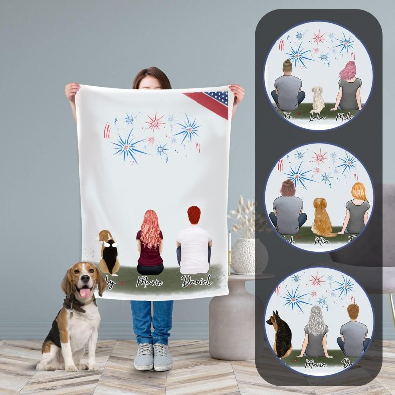 july 4th personalized pet and owner blanket alpha paw