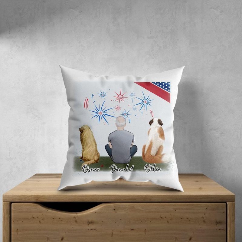 july 4th personalized pet and owner pillow alpha paw