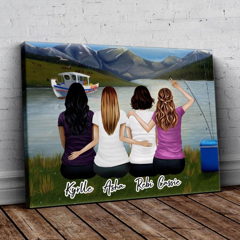 lake and mountain personalized best friend wrapped canvas alpha paw