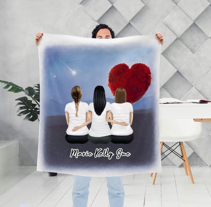 love heart tree personalized best friend sister blanket alpha paw