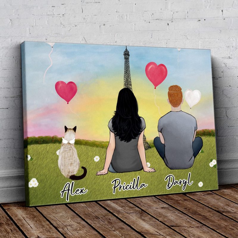 paris personalized pet and owner wrapped canvas alpha paw 1