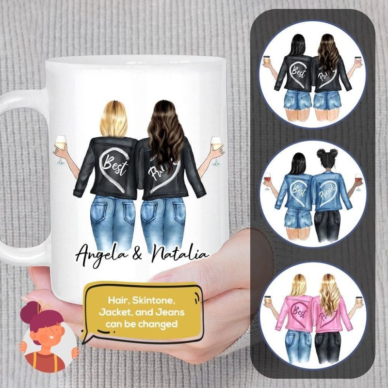 personalized best friend or sister with jackets coffee mug alpha paw 1