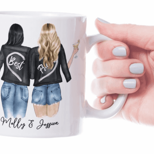 personalized best friend or sister with jackets coffee mug alpha paw 2