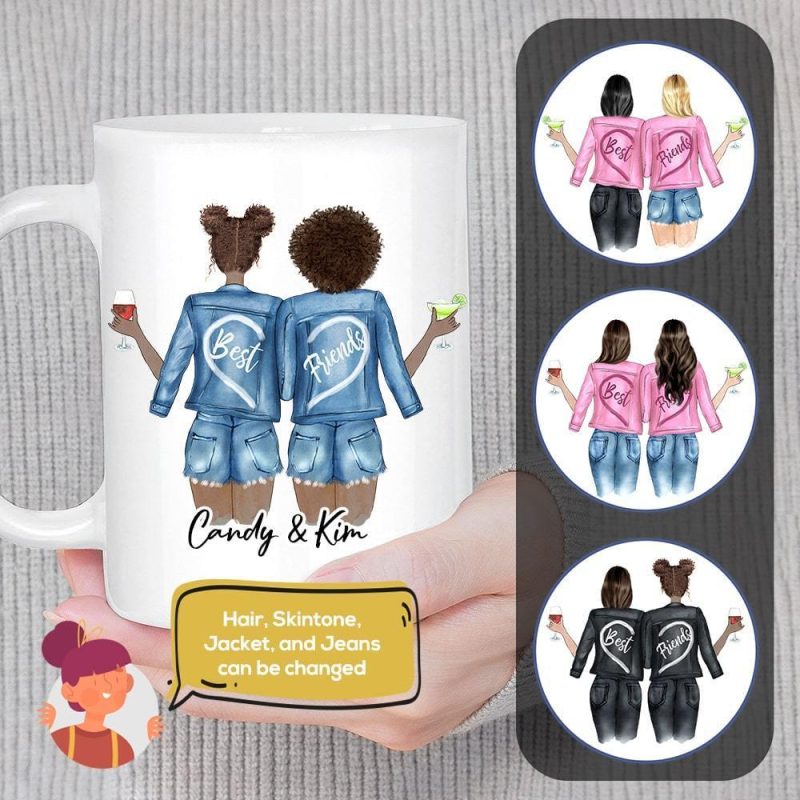 personalized best friend or sister with jackets coffee mug alpha paw 3