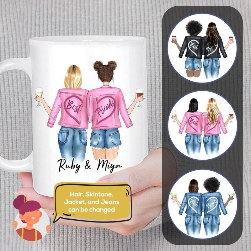 personalized best friend or sister with jackets coffee mug alpha paw 4