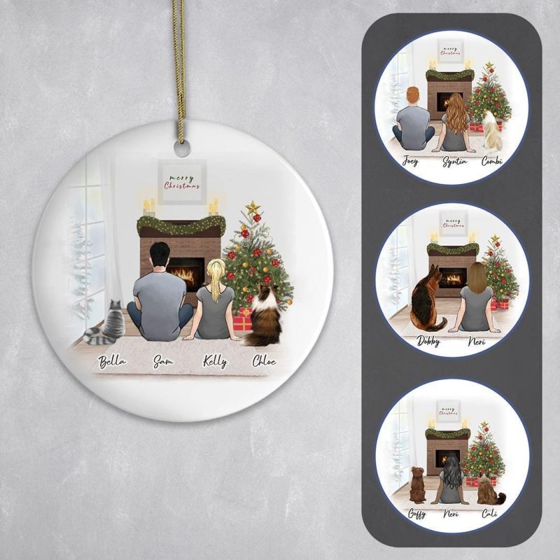 personalized pet and owner christmas ornament circle alpha paw 1