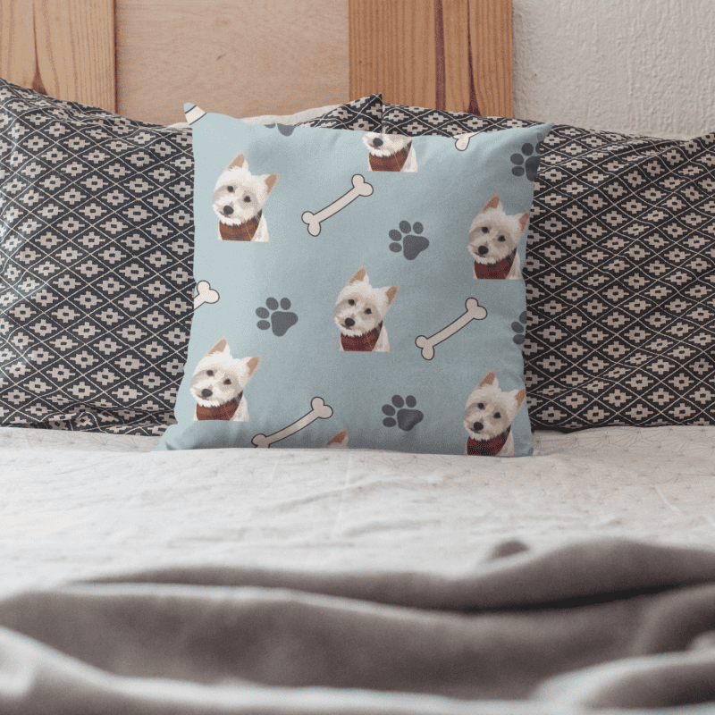 pillow pattern blue bones