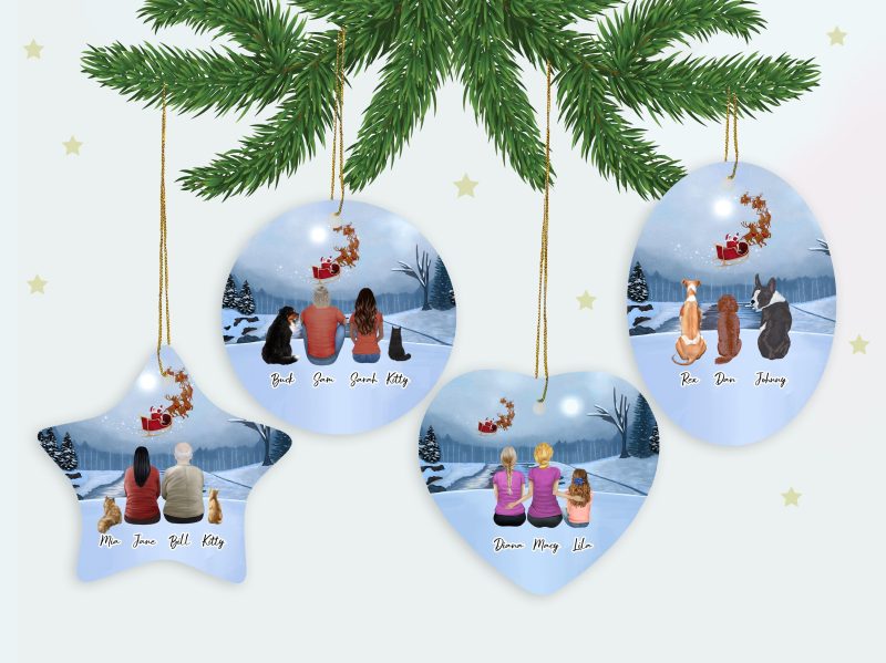 santa claus circle ornament personalized pet and owner alpha paw