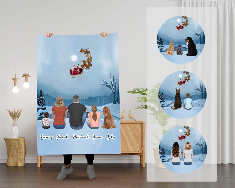 santa claus personalized pet and owner blanket alpha paw