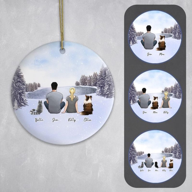 snow circle ornament pet and owner personalized alpha paw