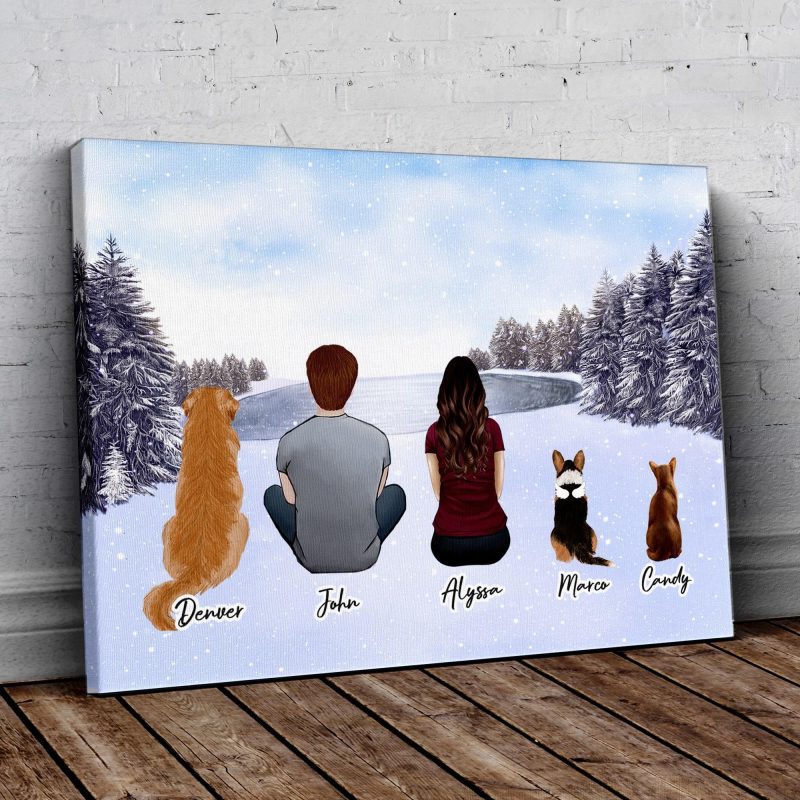 snow personalized pet and owner wrapped canvas alpha paw 1