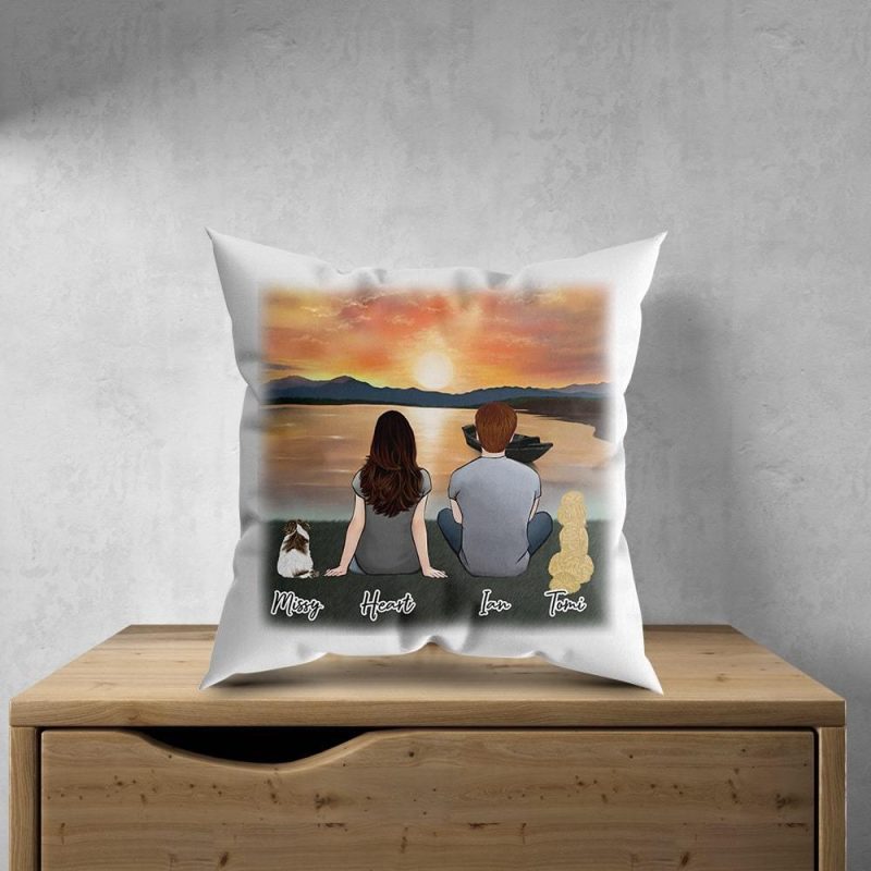 sunset personalized pet and owner pillow alpha paw